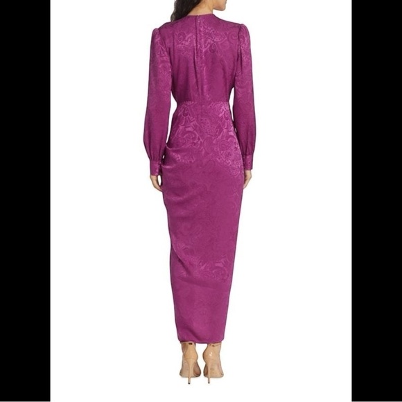 NWT Veronica Beard Weiss Magenta Faux Wrap Silk Blend Jacquard Midi Dress - Picture 8 of 16